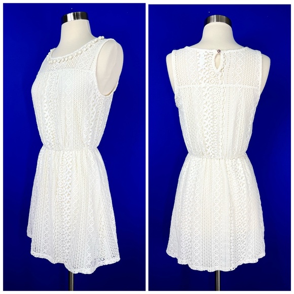 Xhilaration Dresses & Skirts - |•XHILARATION•| Cream Crochet Sleeveless Dress ⏳